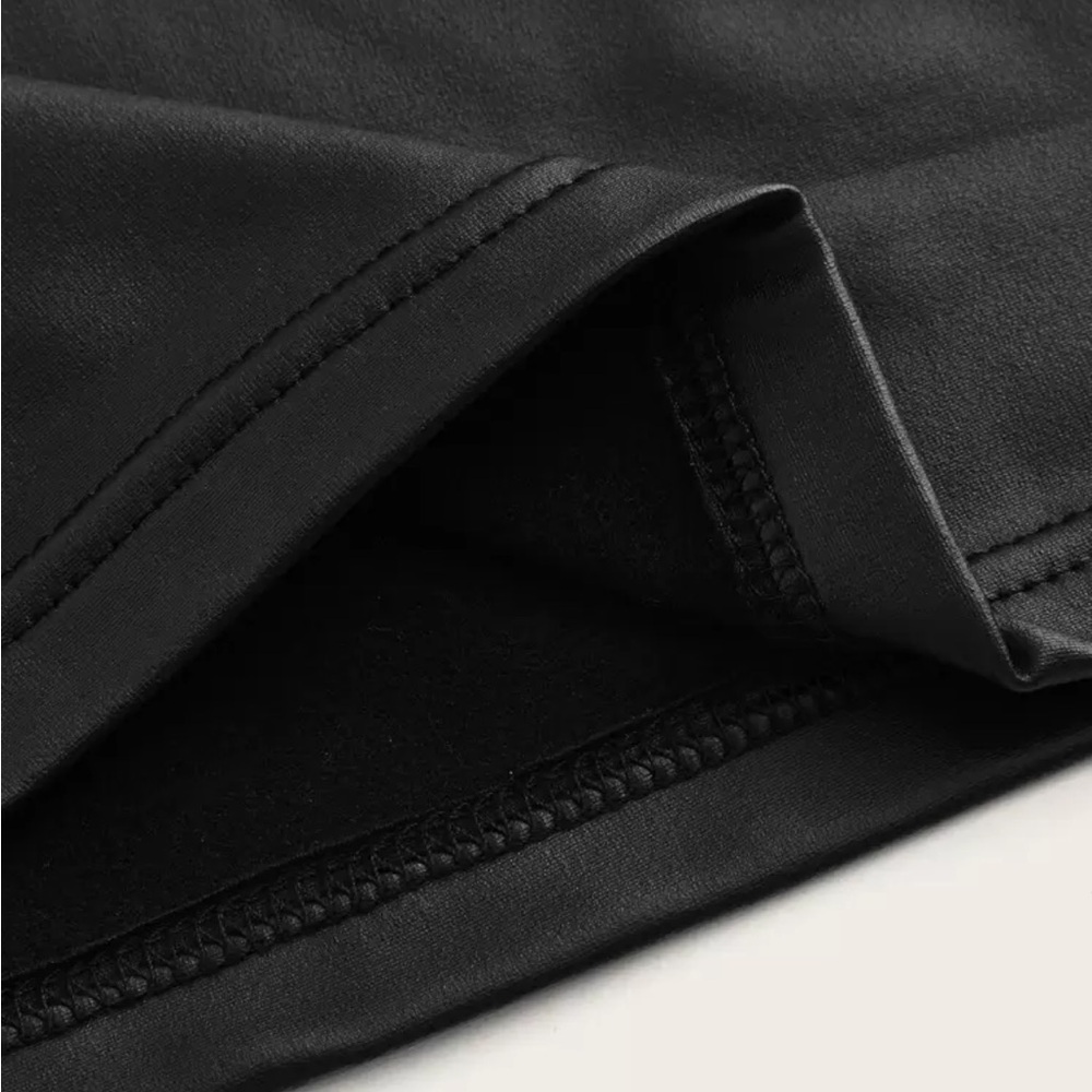 NWOT Black Faux Leather Stretch Camisole Tank Top - Picture 3 of 3